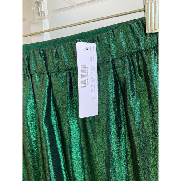 NWT JCrew Tiered Maxi Skirt in Metallic Lamé Dark Spruce Green size S - Picture 7 of 11